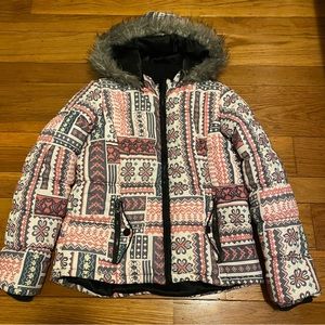 Pink Fair Isle Puffer Jacket